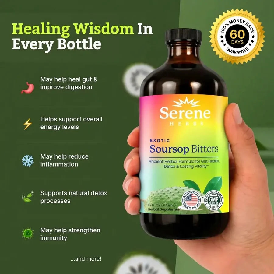 Serene Herbs Soursop Bitters for Gut Cleanse & Detox
