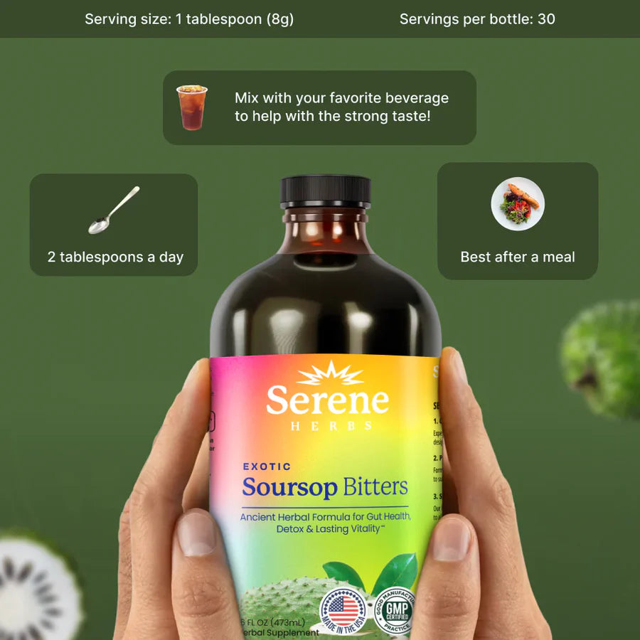 Serene Herbs Soursop Bitters for Gut Cleanse & Detox
