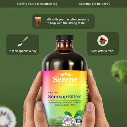 Serene Herbs Soursop Bitters for Gut Cleanse & Detox